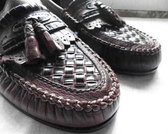 Chocolate Brown Italian Leather Vintage Tassled Loafers Size 9 / 43