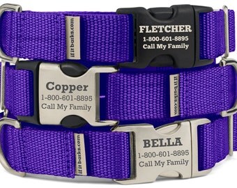 Custom Martingale, Personalized Martingale, Martingale Collar, Engraved Martingale, Custom Dog Gift, Custom Dog Tag, Webbing, Purple