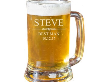 Groomsmen Beer Mug, Personalized Beer Mug, Engraved Beer Mug, Gift for Groomsmen, Beer Mugs, Wedding Favors