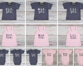 Big Middle Little Shirts, Big Brother Shirt, Middle Brother Shirt, Little Brother Shirt, Big Sister Middle Sister Little Sister Outfits
