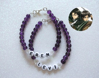 Eren & Levi OTP Bracelet Set - Attack On Titan Shingeki No Kyojin AOT SNK Ereri Eren Jaeger Levi Ackerman Anime Manga Survey Corps