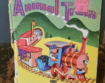 Animal Train Whitman Tell a Tale Childrens Book/Collectible Book/Childrens Books/Repurpose Project/Nursery Decor/Circus Animals/1960s