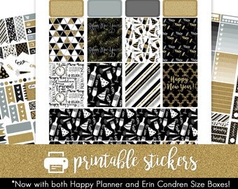 50% Off Printable Planner Stickers New Year's Eve Weekly Kit! w/ Cut Files! For use with Erin Condren/Happy Planner!