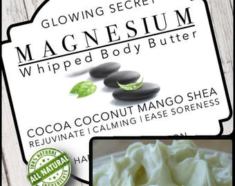 Magnesium Body Butter | Lotion | Relaxing Body Butter | Organic Healing Body Butter | Sore Muscles | Mango Shea Cocoa Coconut