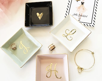 Script Colored Ring Dish- Bridesmaids Gifts = Maid of Honor Gifts - Bridal Party Gifts - Wedding Favors -