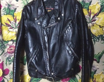 Vintage Brooks Black Leather Motorcycle Jacket