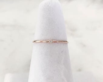 Petite Crystal Ring, Minimalist ring, Dainty ring, stackable ring, thin gold ring, stacking ring, dainty ring, dainty layering ring