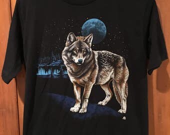 Vintage wolf shirt | Etsy