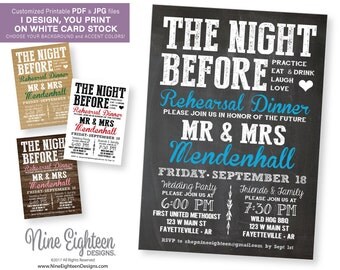 Rehearsal Dinner INVITATION. The Night Before. Customized Printable PDF & JPG included.