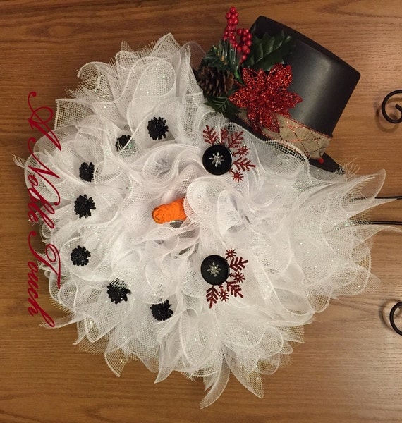 Made to Order Snowman Wreath, Whimsical Wreath, Winter Wreath, Front Door Wreath by A Noble Touch