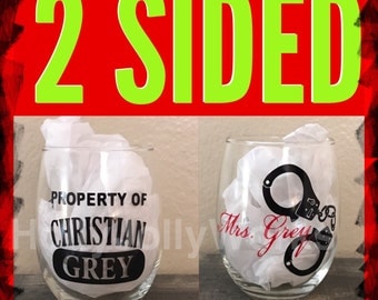 50 shades Darker, 50 shades of grey, Mrs. Grey, Wine glasses, Personlized wine glasses