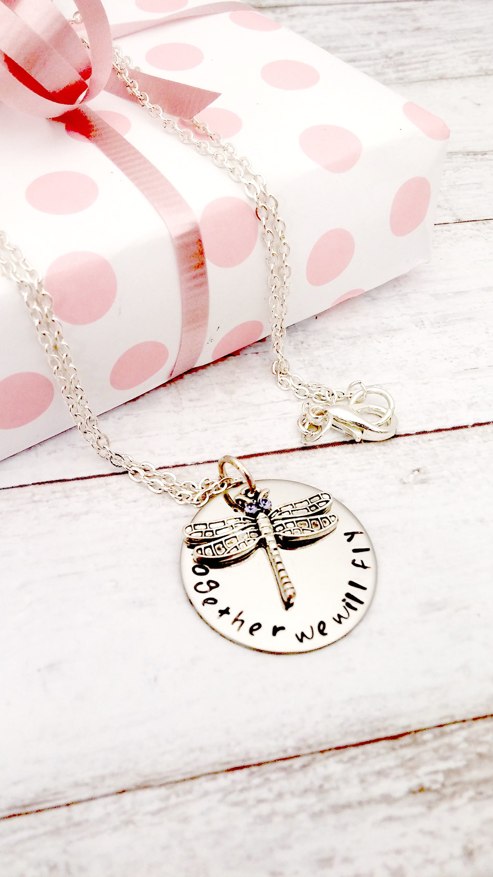 Hand Stamped Together We Will Fly, Silver Necklace, Gifts for Her