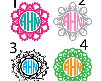 Mandala monograms, unique digital download, doily svg, dxf, eps, ai, png, cut file, instant download, cute girly, henna monogram, frame file