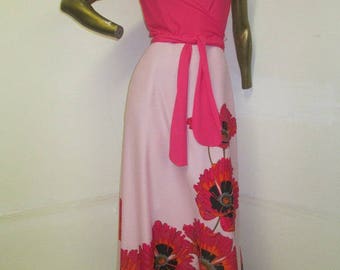 vintage 70s SHAHEEN floral art print maxi dress,a saucier look yet still so refined