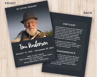 Funeral Program Template - Funeral Program for Memorial Order of Service - Photoshop PSD *INSTANT DOWNLOAD*