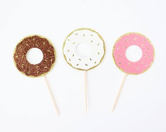 Donut Cupcake Toppers - Set of 12