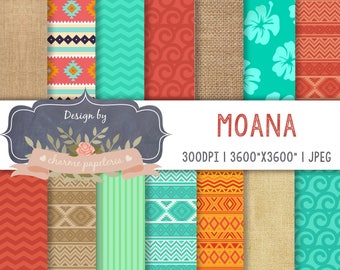 SALE Moana digital paper, Moana Princess, Moana Maui Turtle Digital papers, Moana Theme, Vaiana digital paper, Moana Pattern, hawaiian paper