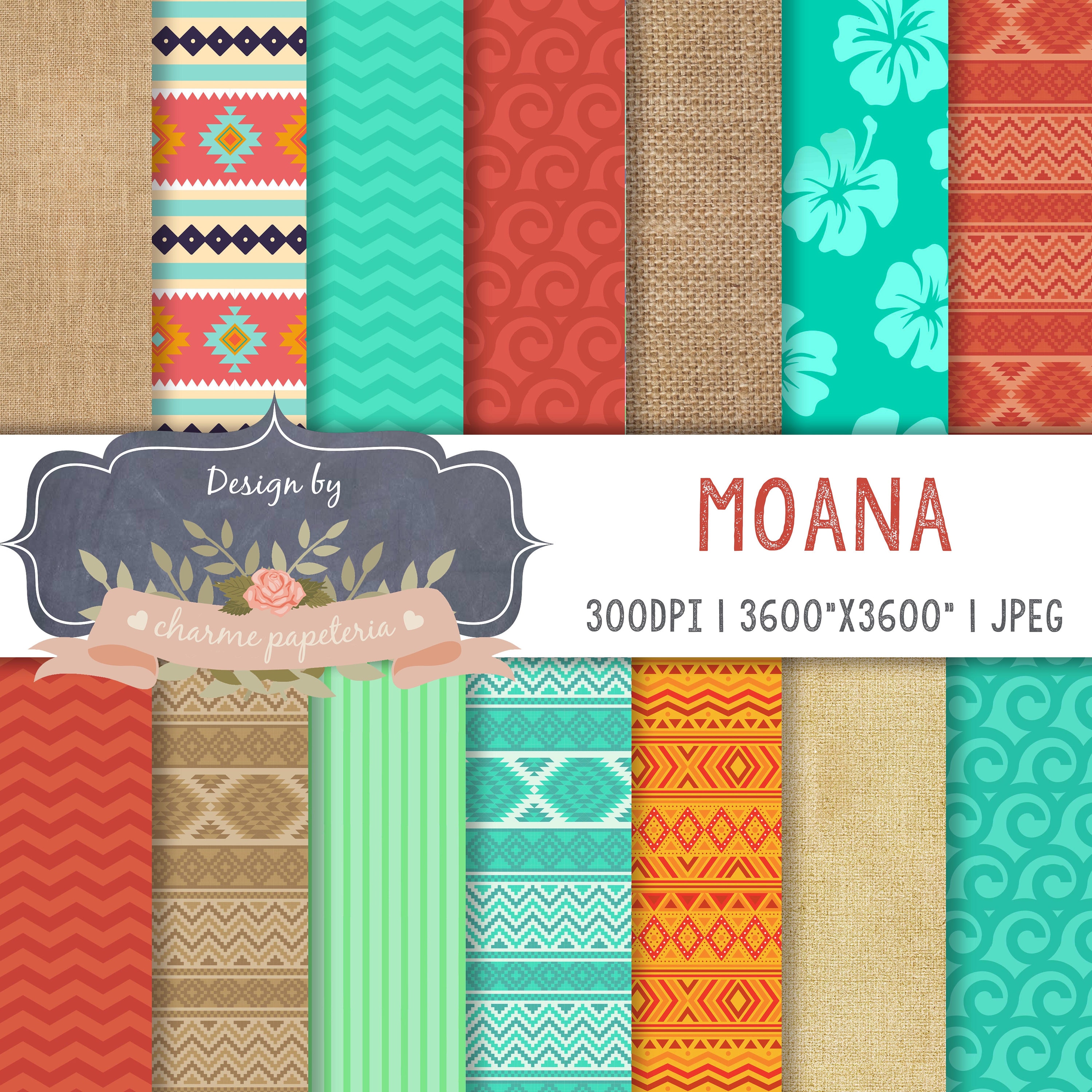 SALE Moana digital paper Moana Princess Moana Maui Turtle