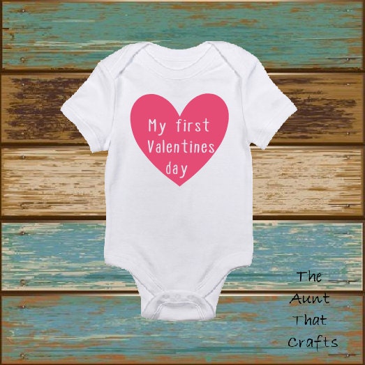 My First Valentines Day Baby Onesie by TheAuntThatCrafts on Etsy