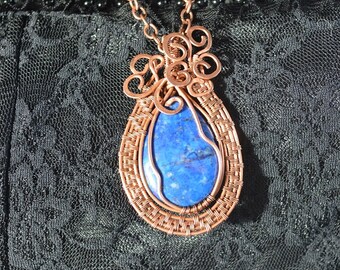 Love Gift stone necklace lapis lazuli natural stone gift for Love girlfriend hippie jewelry elegant Jewelry copper pendant gift for ladies