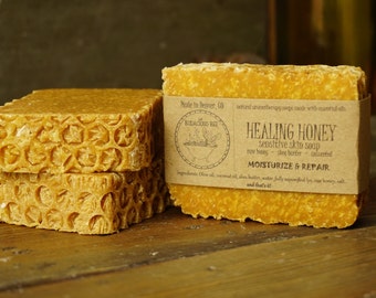 Healing Honey Soap | Moisturizing Soap, Acne Soap, Eczema Soap, Face Soap, Homemade Soap, Gentle, Unscented, Homemade Soap