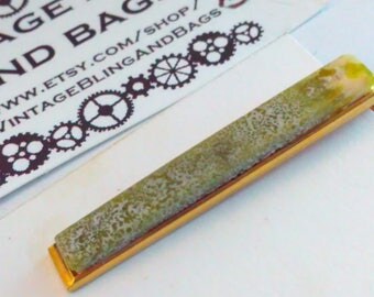 4cm, Vintage green agate tie clip, agate tie clip, green agate, vintage tie clip, vintage tie slide, bridegroom, wedding, agate tie clip,