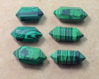6 Pieces Malachite Crystals Double Terminated size=====25x14x11mm to 30x13x10mm