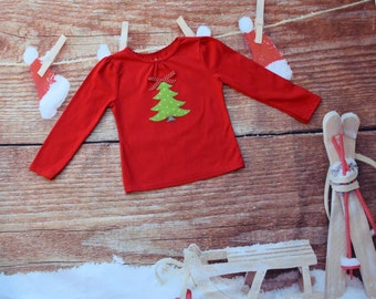 Items similar to Applique Christmas Tree T-Shirt for Girls and Boys on Etsy