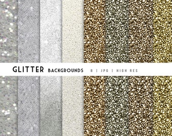 Silver & Gold Glitter Wallpaper | Glitter Bundle | Digital Wallpapers | White and Gold Glitter | JPG Backgrounds | 8 High Res Wallpapers