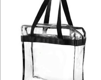 Zippered Clear Stadium Bag/Monogrammed Clear Game Day Bag/Game Day stadium bag