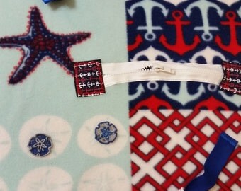 OOAK Alzheimers Blanket Nautical - Autism Quilt - Fidget Blanket - Sensory Special Ed Classroom - ADHD - Quiet Quilt - Brain Injury Blanket