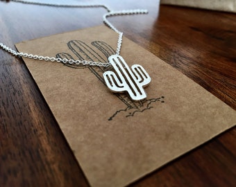 Cactus necklace, silver plated cactus necklace, collar necklace, dainty cactus necklace, southwestern charm necklace, tribal necklace