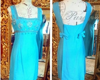 Vintage 1960's Elinor Gay Original Silk Beaded Dress!