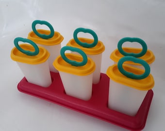 Tupperware, ice lolly maker, Lollipop, Popsicle, vintage plastic, collectable, yellow and red from the 1970s