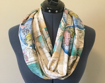 World Map Infinity Scarf / Expedition / World Map / Infinity Scarf / Traveler / Scarf / Map / Travel / Vacation / Road Trip / World Travel