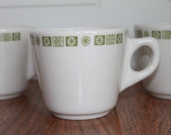 Vintage Coffee Mug, Diner Coffee Cup, Geometric Pattern, Vintage Coffee Cup, Mid Century Cup, Set Of 4, Diner Cups