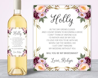 Will you be my bridesmaid gift, Asking Bridesmaid, Bridesmaid Proposal, My turn to pop the question, Bridesmaid Gift Thank you Wine Label