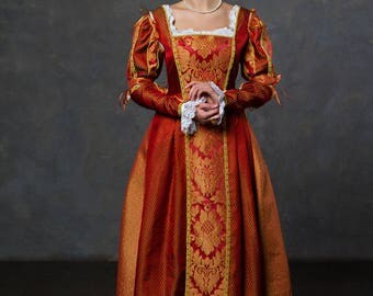 Renaissance dress red (terracotta) color gown Italian fashion Medieval dress 15th century !ONLY TO ORDER!