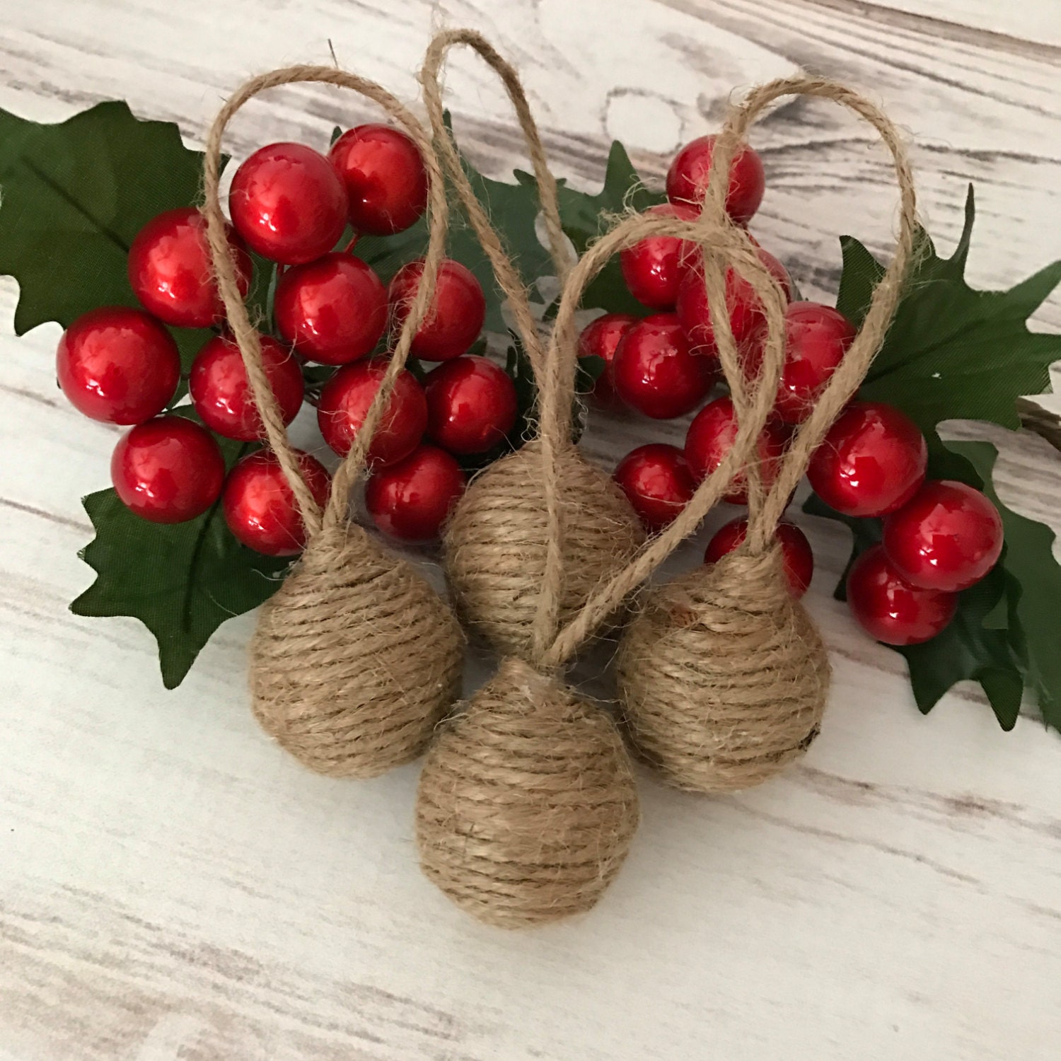 Mini Twine Ornaments Rustic Christmas Ornaments Christmas