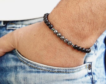 Men's Bracelet Black Onyx Matt Bracelet Beaded Men by jokajewelry