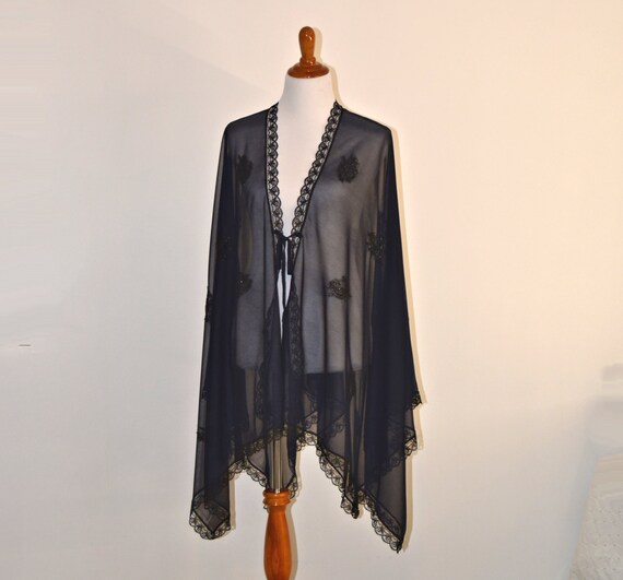 Black lace cover up sheer black robe heavenly cardigan