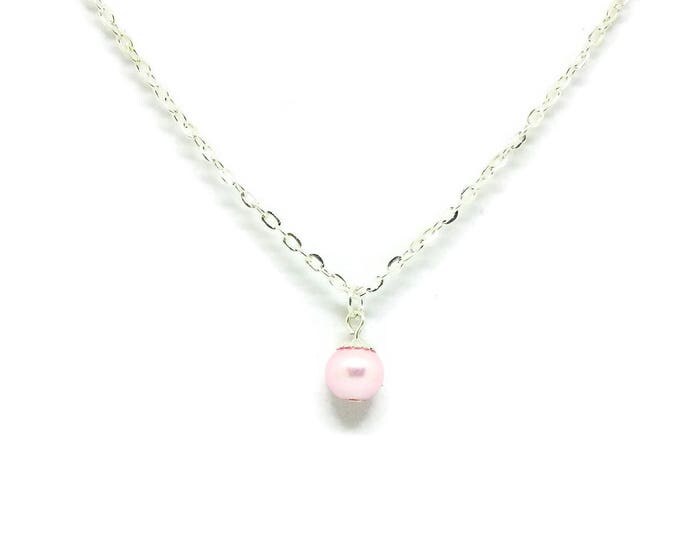 Single Pearl Necklace, Swarovski Glass Pearl Necklace, Wedding Necklace, Prom Jewelry, Mother of Bride Jewelry, Bridesmaid Necklace