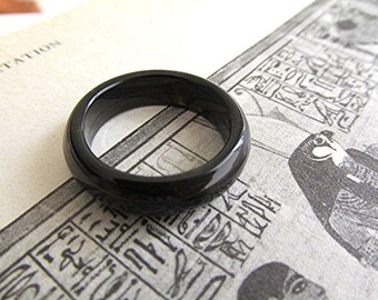 Onyx ring black ring onyx band solid gemstone ring solid gemstone band grunge ring goth ring boho ring new age healing gift.