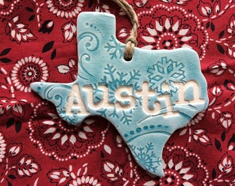 Austin Texas Snowflake Texture Ornament