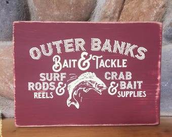 Bait & Tackle Fishing Sign, rustic mancave, fishing bar sign.