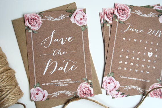 Vintage Kraft Wedding Save The Date Card SAMPLE ONLY