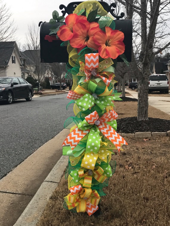 SpringSummer Swag Mailbox Swag Skinny Door Wreath Door