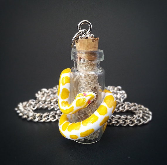 Albino Ball Python Charm Royal Python keychain OOAK Polymer