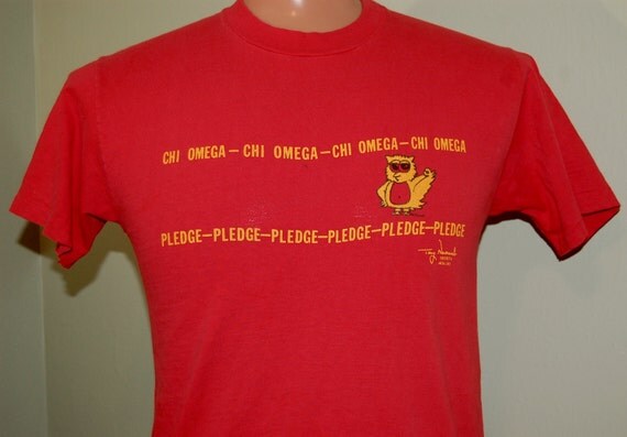 CHI OMEGA PLEDGE Shirt 80s Vintage Hanes Beefy Large T