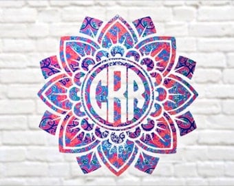 Mandala monogram decal, Lilly pulitzer mandala, Patterned monograms, Yeti tumbler monograms, yeti decals for women, monogram car decals